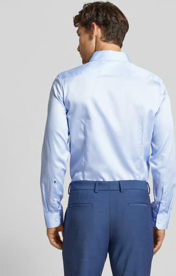 Seidensticker slim fit business overhemd met kentkraag van satijn