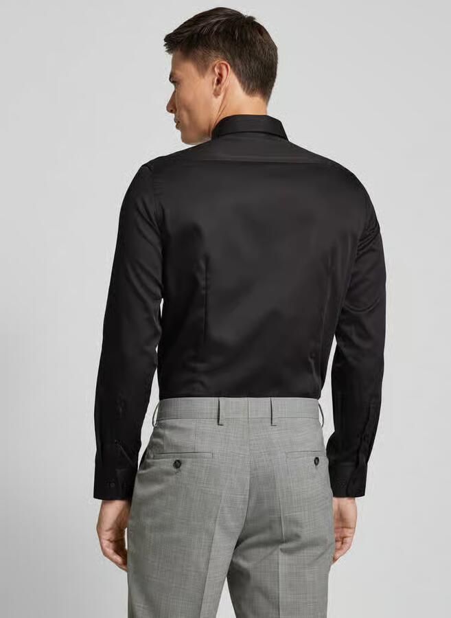 Seidensticker slim fit business overhemd met kentkraag van satijn
