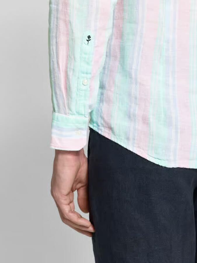 Seidensticker slim fit overhemd van linnen met kentkraag