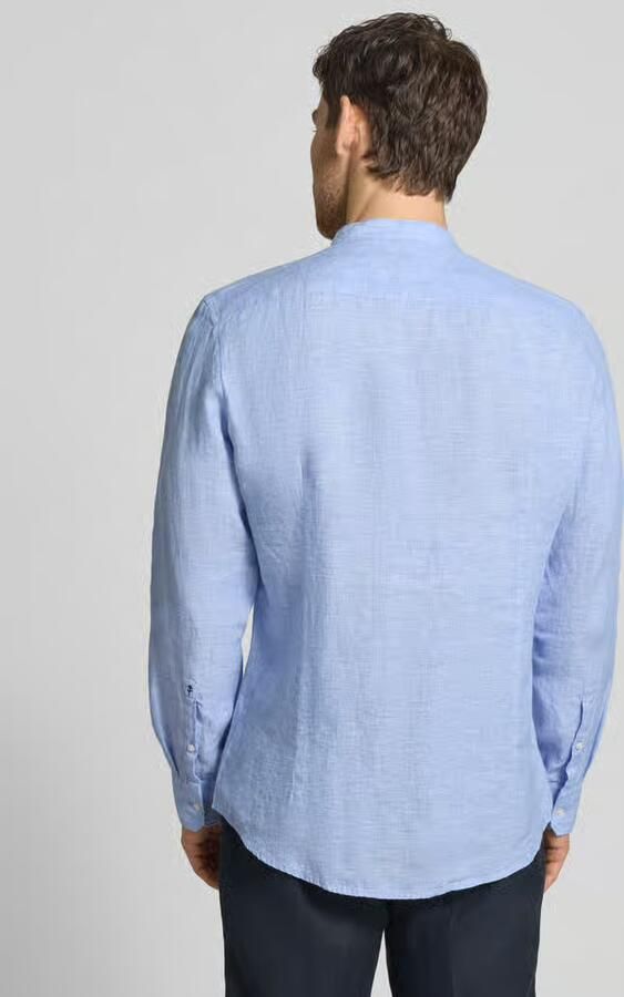 Seidensticker slim fit overhemd van linnen met opstaande kraag model 'Mandarin' - Foto 4