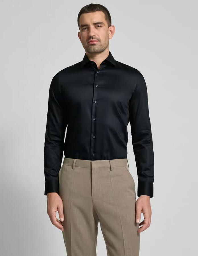 Seidensticker slim fit zakelijk hemd met kentkraag van fijne twill - Foto 5