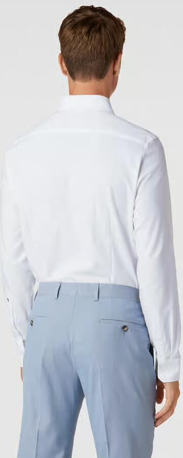 Seidensticker slim fit zakelijk hemd met kentkraag van fijne twill