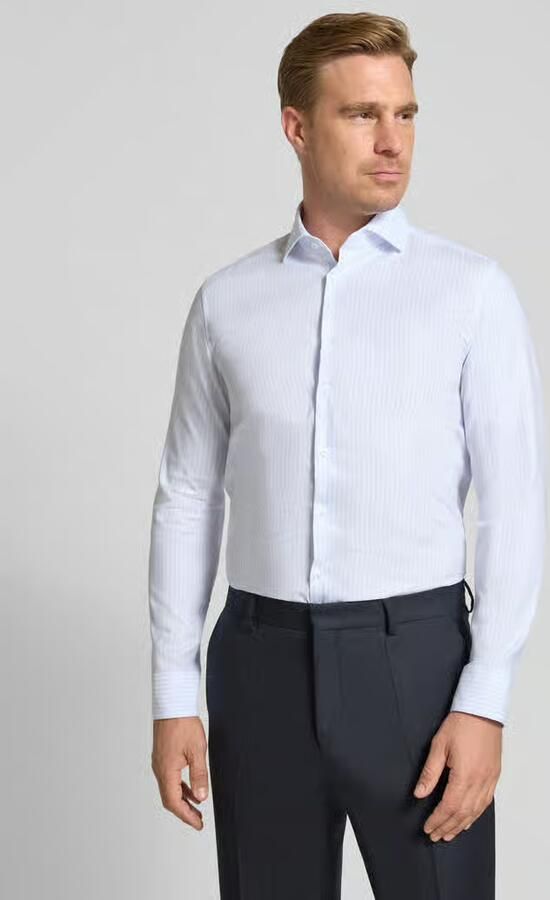 Seidensticker slim fit zakelijk overhemd van 100% katoen model 'Spread Kent' - Foto 3