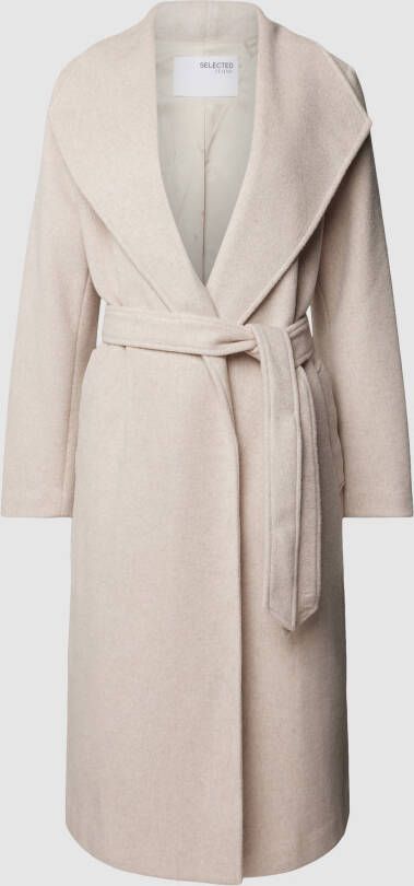 Selected Femme Lange jas met strikceintuur model 'ROSA'