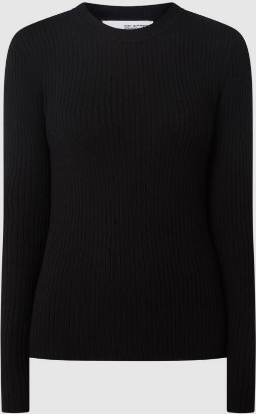 Selected Femme Pullover met ribstructuur model 'Lydia'