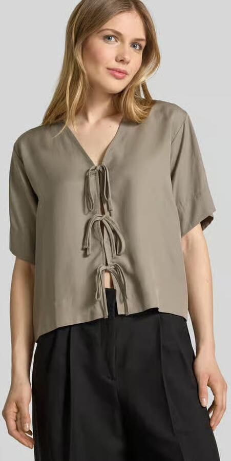 SELECTED WOMEN Dames Blouses Slfnatuk 2 4 Boxy Tie Top Groen - Foto 8