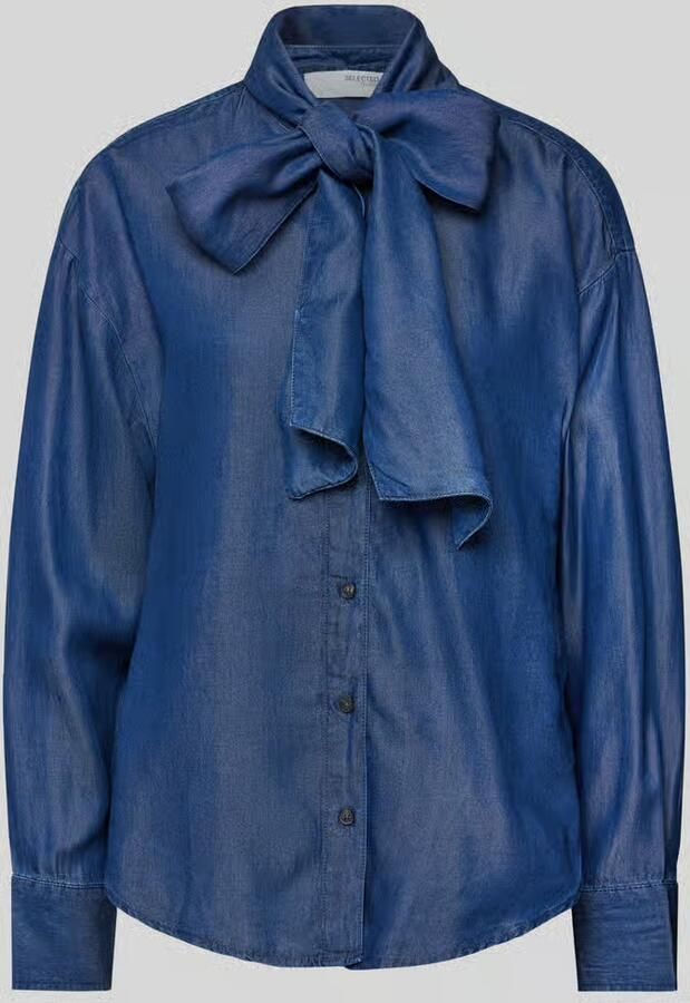 SELECTED FEMME Dames Blouses Slfjanna Ls Relaxed Chambray Shirt Donkerblauw - Foto 9