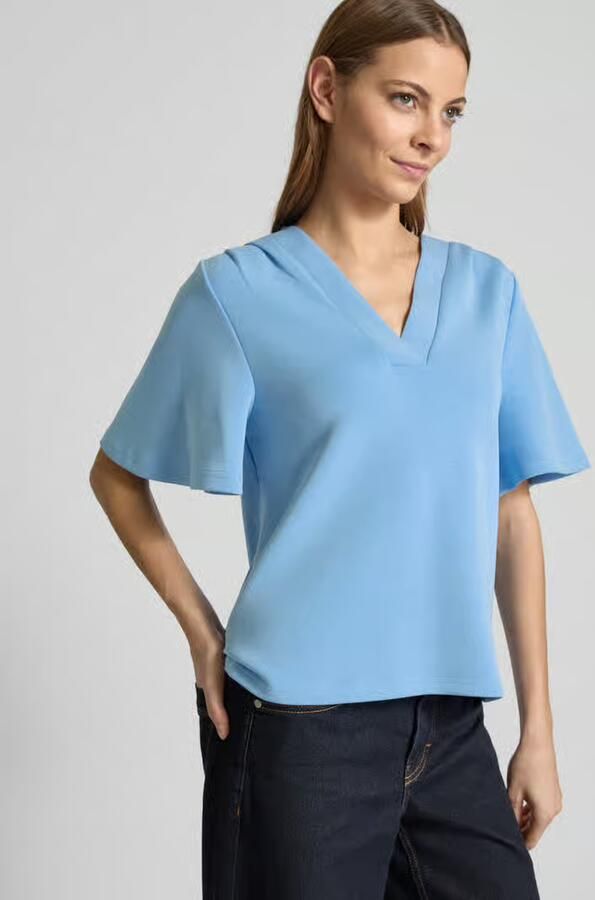 Selected Femme Korte Mouw V-Hals Blouse Top Blue Dames - Foto 3