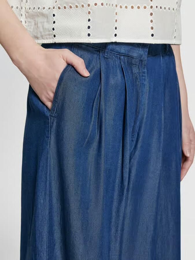 SELECTED FEMME Dames Broeken Slfjanna Hw Pleated Chambray Donkerblauw - Foto 5