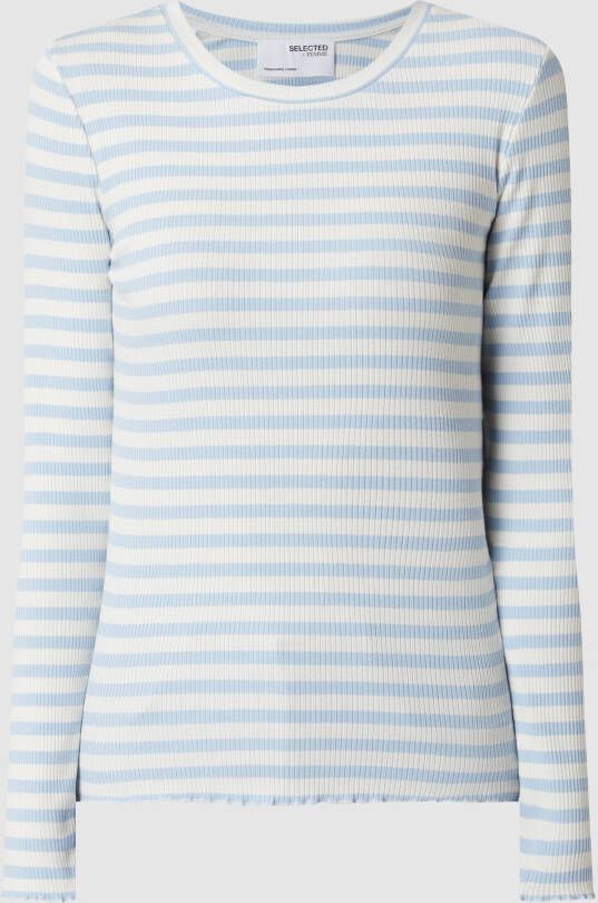 Selected Femme Slim fit shirt met lange mouwen van biologische katoenmix model 'ANNA' - Foto 4