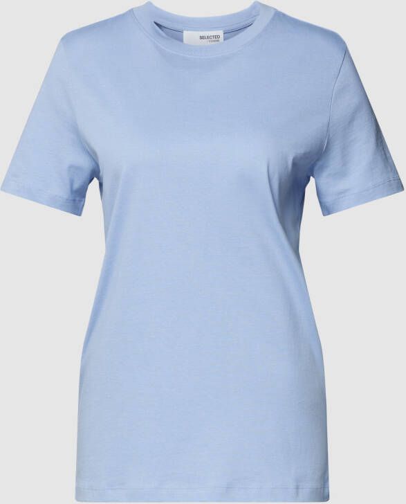 Selected Femme T-shirt met geribde ronde hals model 'MYESSENTIAL'