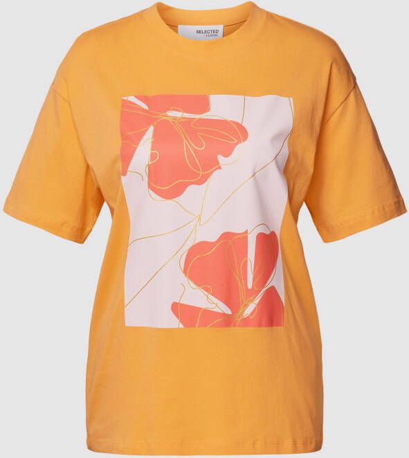 Selected Femme T-shirt van katoen met print aan de voorkant model 'TILA'