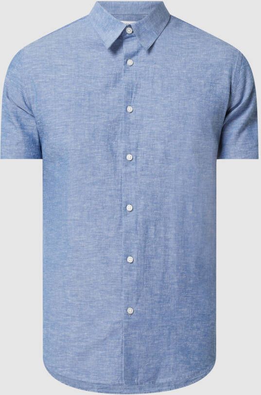 SELECTED HOMME linnen casual overhemd blauw