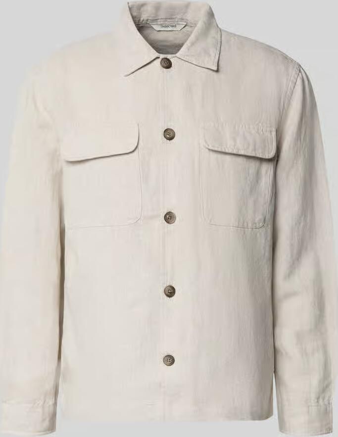 Selected Homme Hemdjack met relaxed fit van mix van katoen en linnen model 'LEROY' - Foto 8