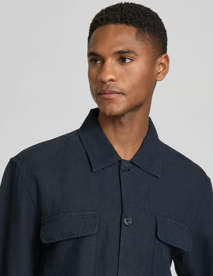 Selected Homme Hemdjack met relaxed fit van mix van katoen en linnen model 'LEROY' - Foto 3