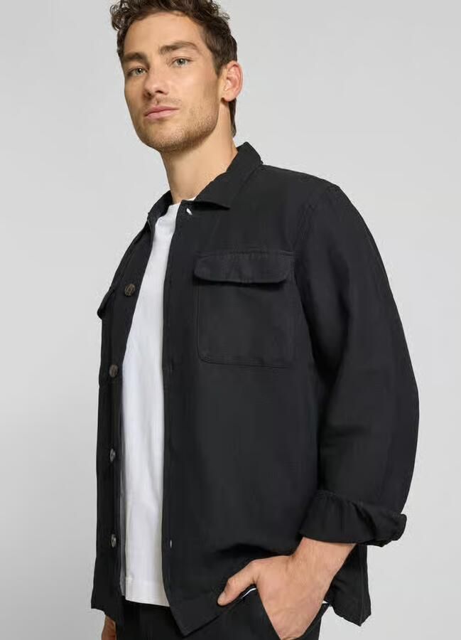 Selected Homme Hemdjack met relaxed fit van mix van katoen en linnen model 'LEROY'