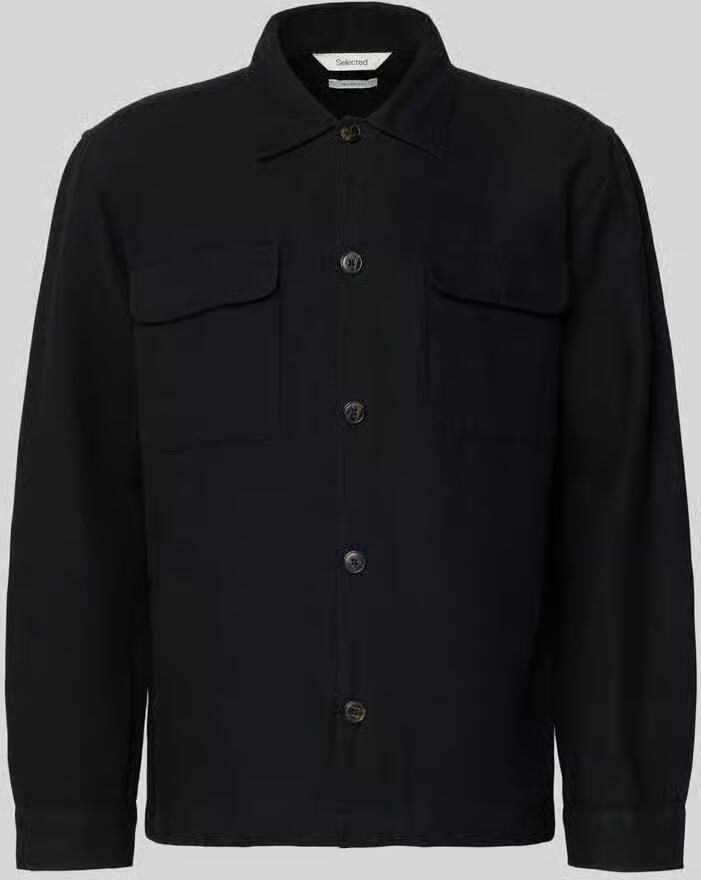 Selected Homme Hemdjack met relaxed fit van mix van katoen en linnen model 'LEROY'