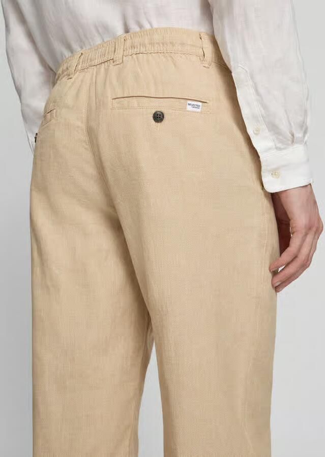 Selected Homme loose fit broek van mix van katoen en linnen model 'BRODY'