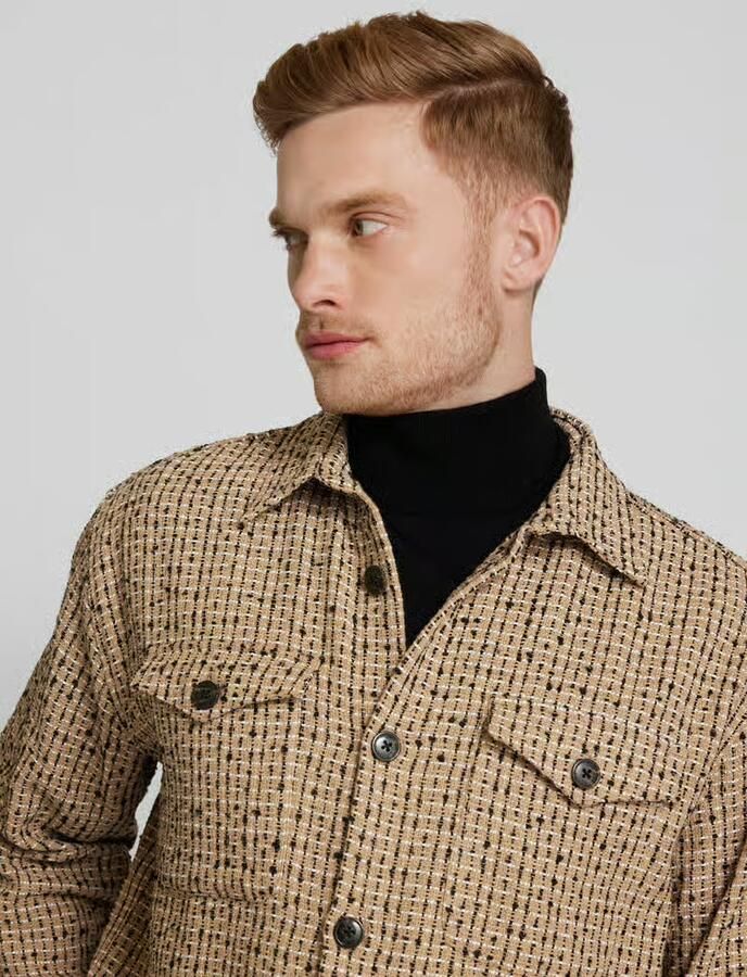 Selected Homme Overshirt met structuurmotief model 'BOXY-MASONBOUCLE'
