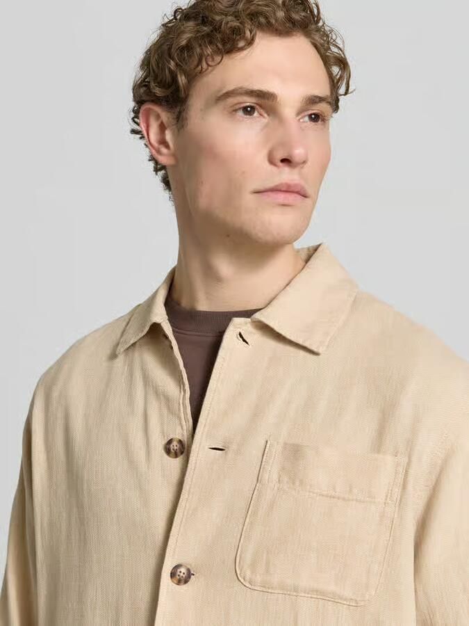 Selected Homme Oversized overshirt van mix van katoen en linnen model 'OTTO BRODY'