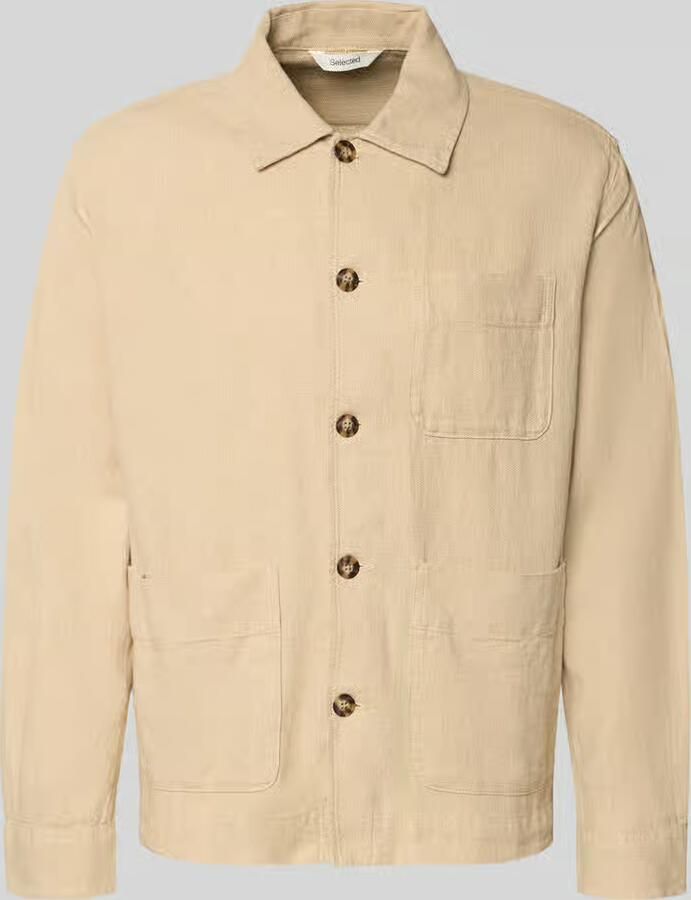 Selected Homme Oversized overshirt van mix van katoen en linnen model 'OTTO BRODY' - Foto 2