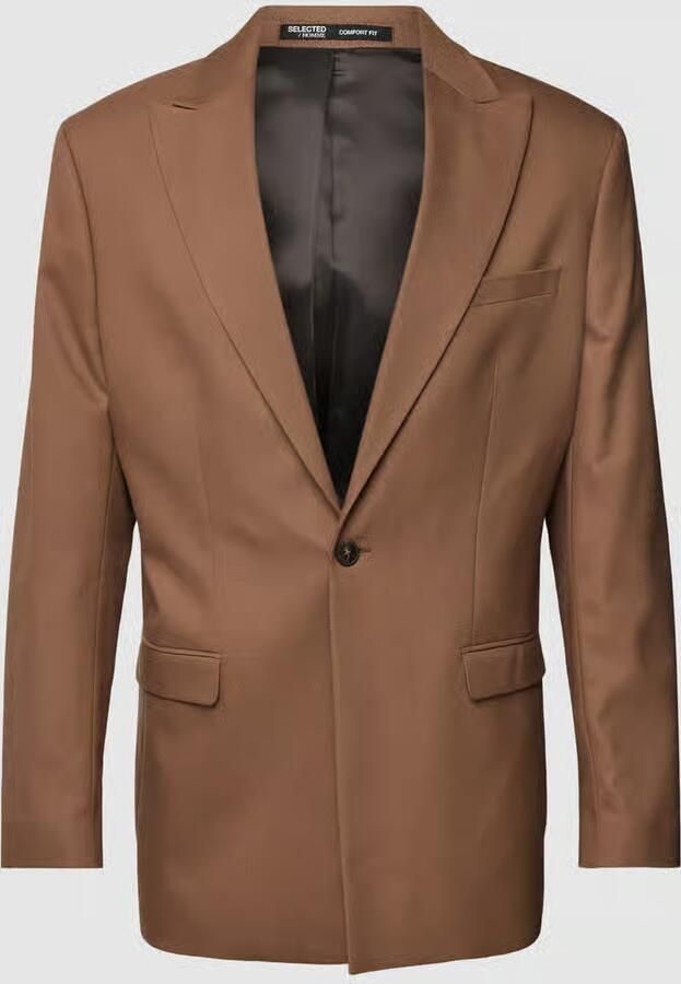Selected Homme 1-knoops colbert met paspelzak op de borst model 'SKYE' - Foto 2