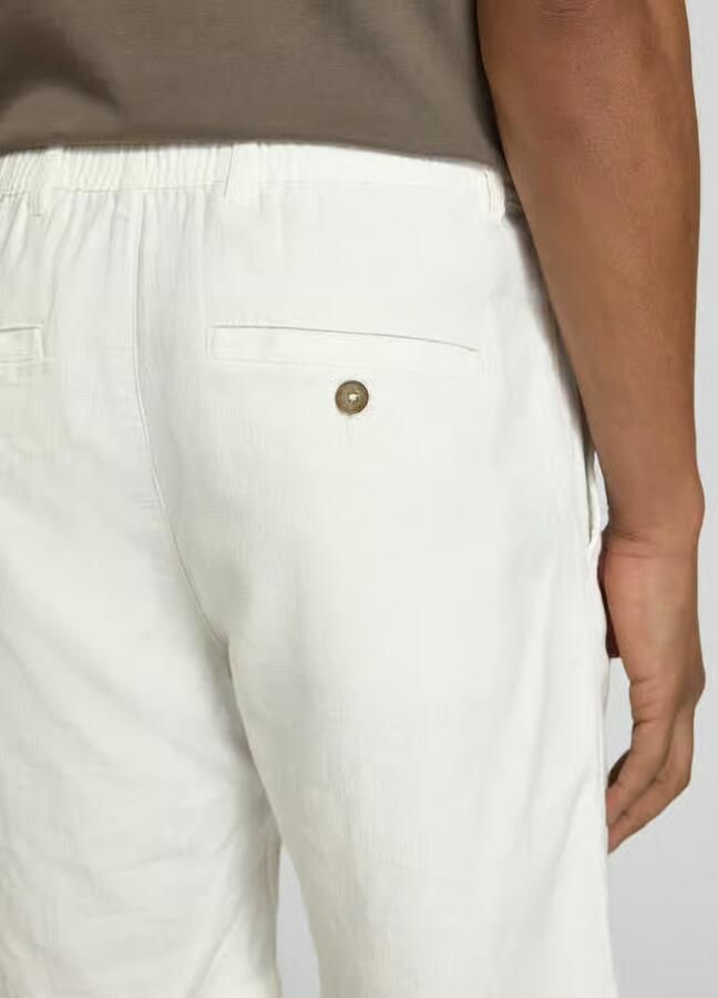 Selected Homme regular fit chino-shorts van mix van katoen en linnen model 'BRODY'