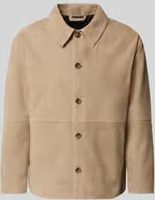 Selected regular fit leren jack met platte kraag model 'RORY'