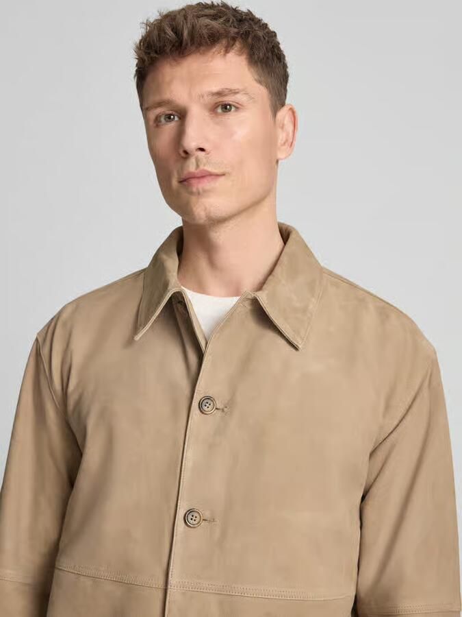 Selected Homme regular fit leren jack met platte kraag model 'RORY'