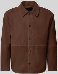 Selected regular fit leren jack met platte kraag model 'RORY'