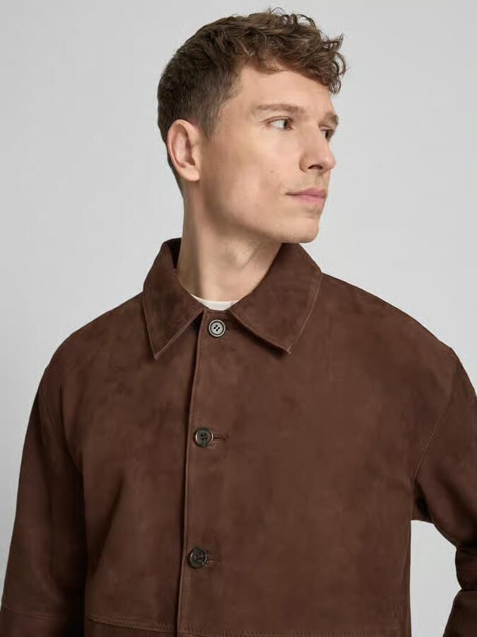 Selected Homme regular fit leren jack met platte kraag model 'RORY'