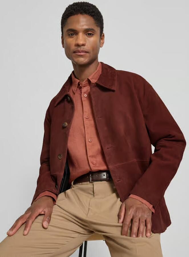 Selected Homme regular fit leren jack van echt geitenleer model 'RORY'