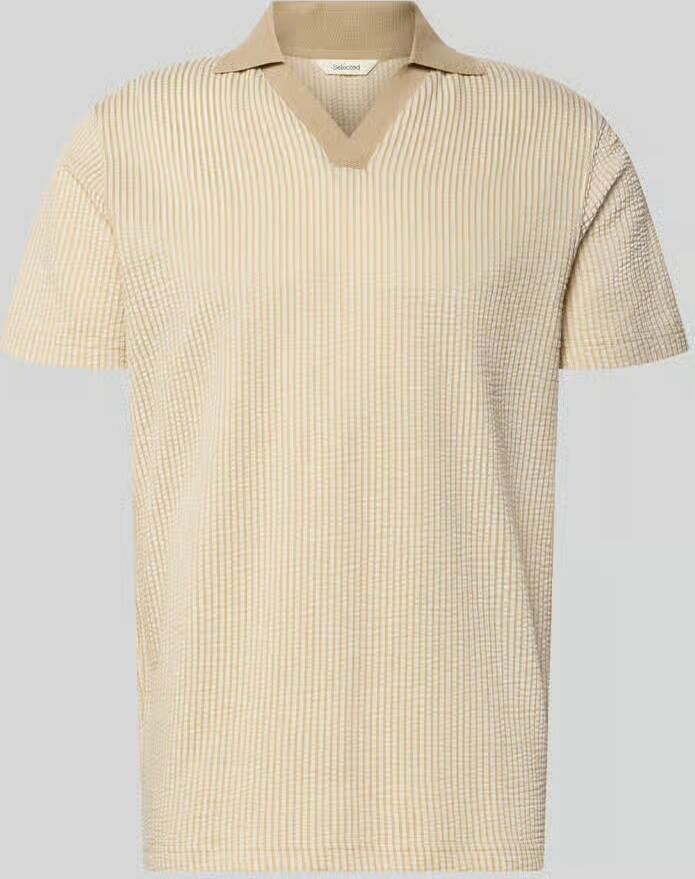 Selected regular fit poloshirt in seersucker-look model 'MARNI'
