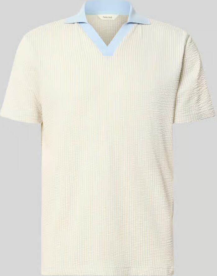 Selected regular fit poloshirt in seersucker-look model 'MARNI'
