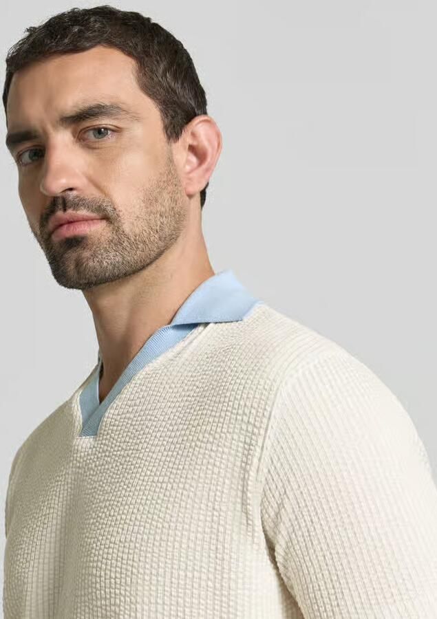 Selected regular fit poloshirt in seersucker-look model 'MARNI' - Foto 2