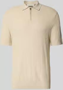 SELECTED MEN Heren Polo's & T-shirts Slhcran Ss Knit Structure Zip Polo Noos Creme - Foto 5