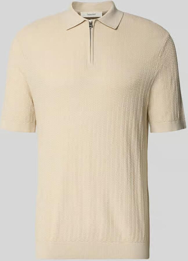 SELECTED MEN Heren Polo's & T-shirts Slhcran Ss Knit Structure Zip Polo Noos Creme - Foto 6