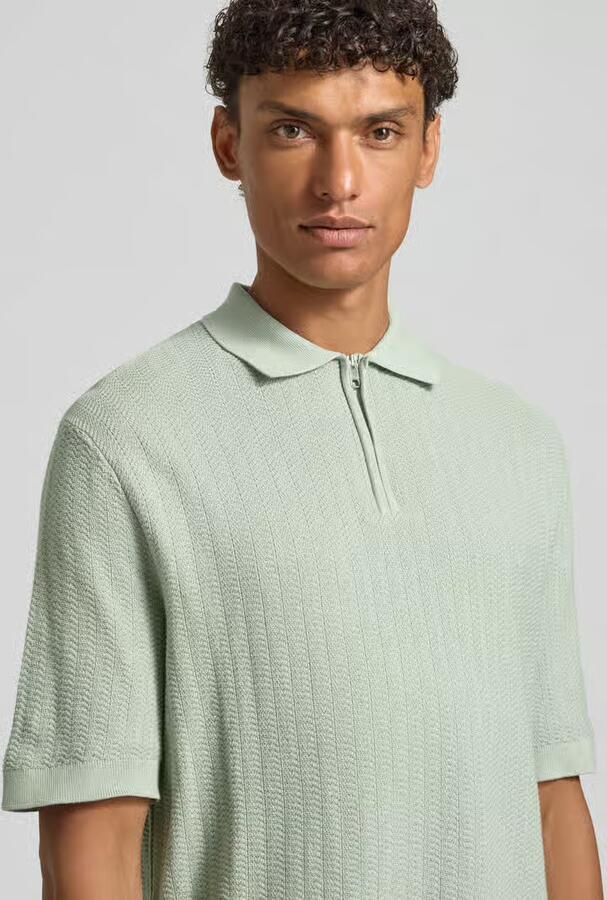 SELECTED MEN Heren Polo's & T-shirts Slhcran Ss Knit Structure Zip Polo Noos Mint - Foto 8