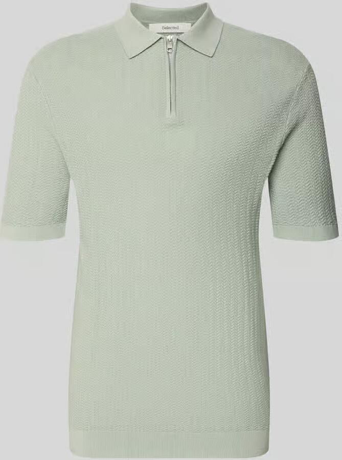 SELECTED MEN Heren Polo's & T-shirts Slhcran Ss Knit Structure Zip Polo Noos Mint - Foto 9