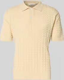 SELECTED MEN Heren Polo's & T-shirts Slhmattis Ss Knit New Cable Polo Ecru - Foto 5