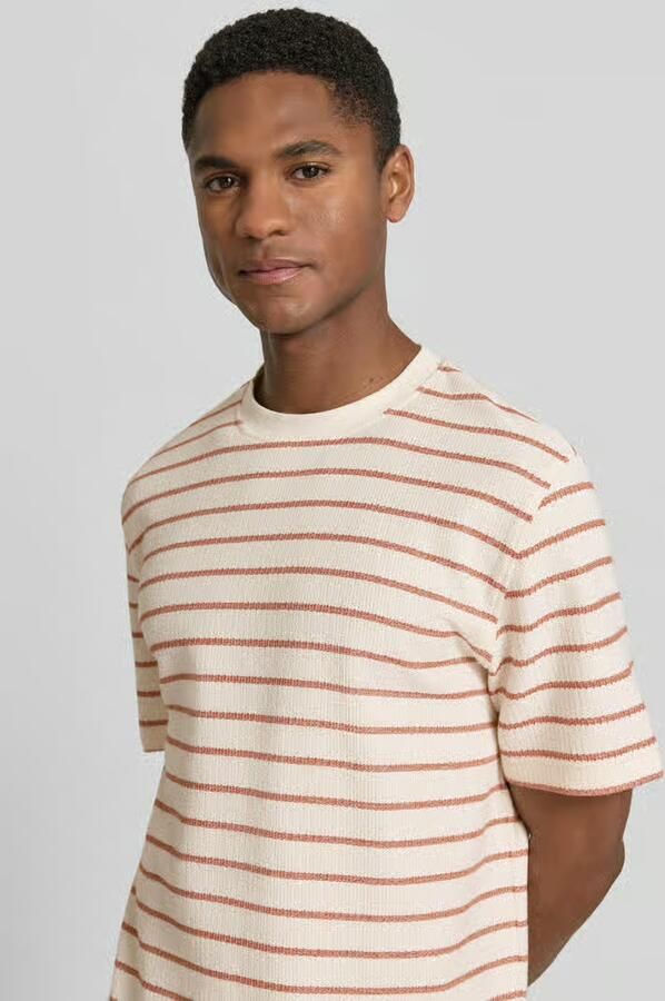 SELECTED MEN Heren Polo's & T-shirts Slhdjango Stripe Ss O-neck Tee Creme - Foto 5