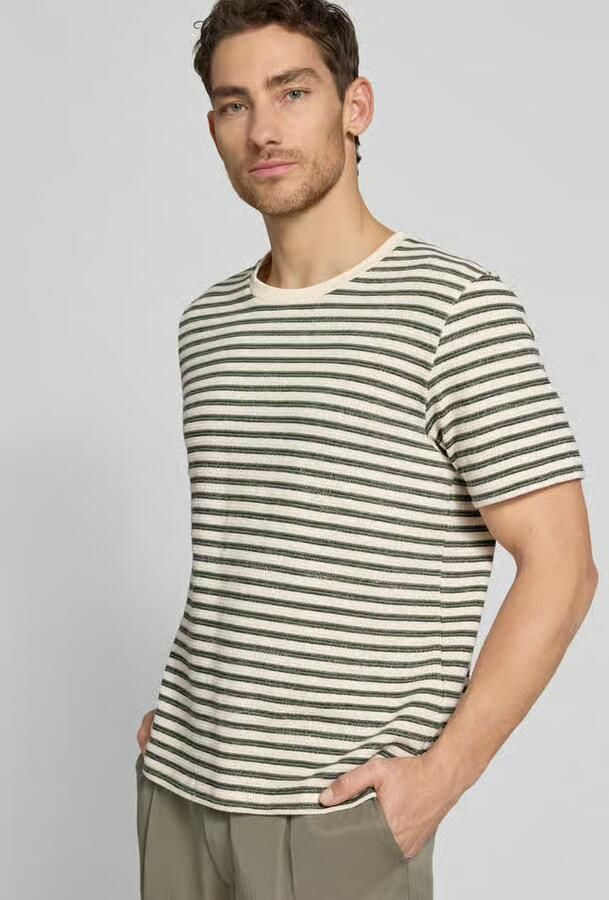 Selected T-shirt Korte Mouw T-Shirt Kevin Stripe Egret Sky Captain