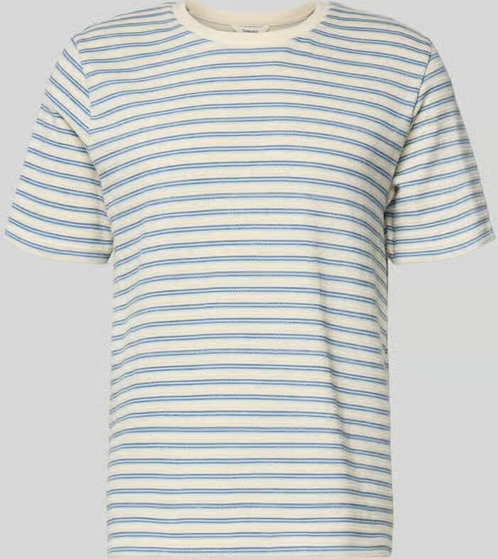 SELECTED MEN Heren Polo's & T-shirts Slhkevin Stripe Ss O-neck Tee Ecru - Foto 6