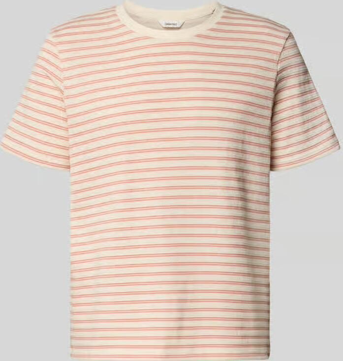 SELECTED MEN Heren Polo's & T-shirts Slhkevin Stripe Ss O-neck Tee Creme - Foto 6