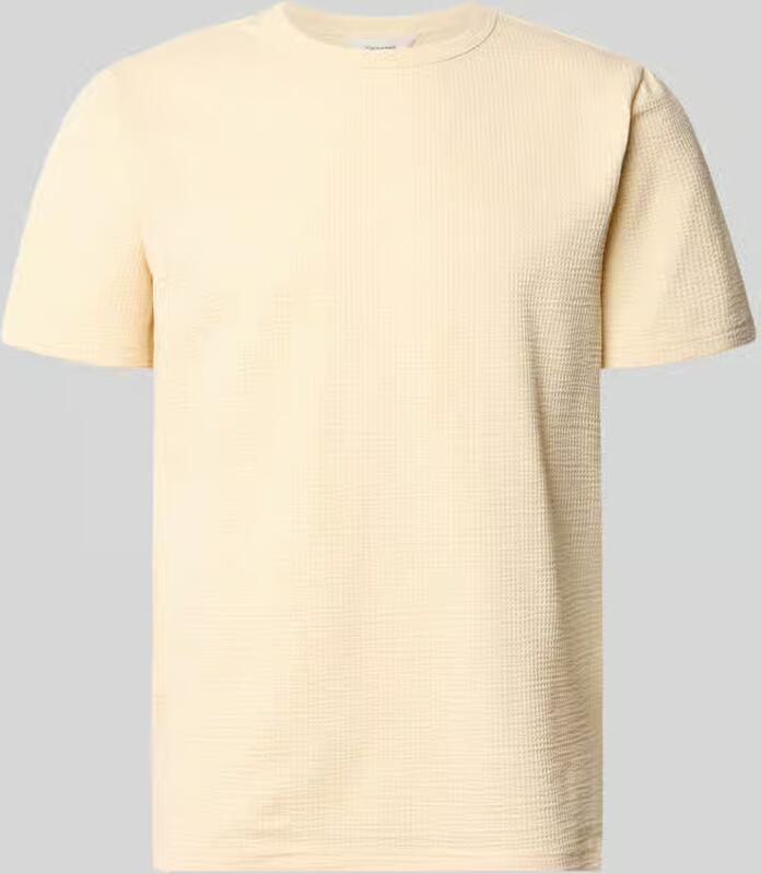 SELECTED MEN Heren Polo's & T-shirts Slhsander Seersucker Ss O-neck Tee Creme - Foto 6
