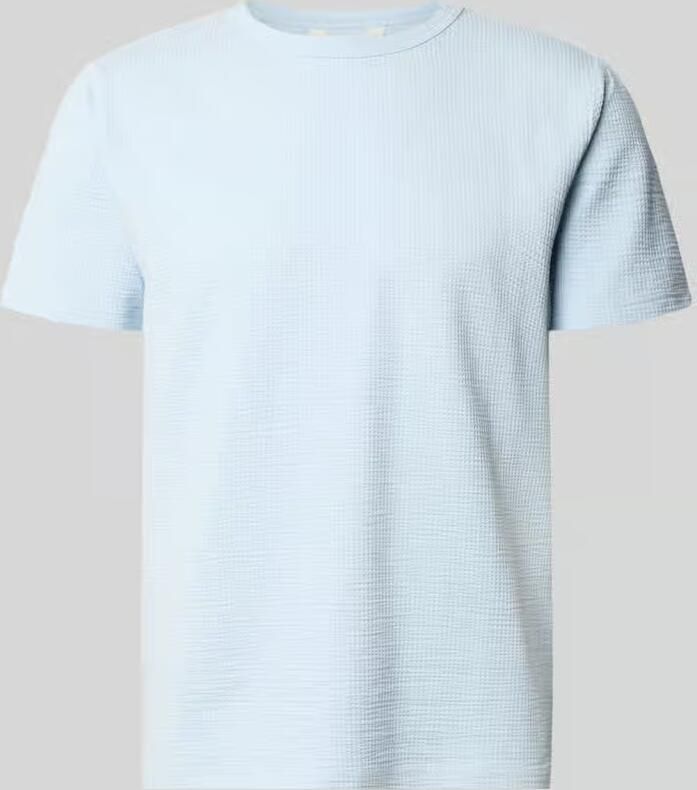 SELECTED MEN Heren Polo's & T-shirts Slhsander Seersucker Ss O-neck Tee Lichtblauw - Foto 6