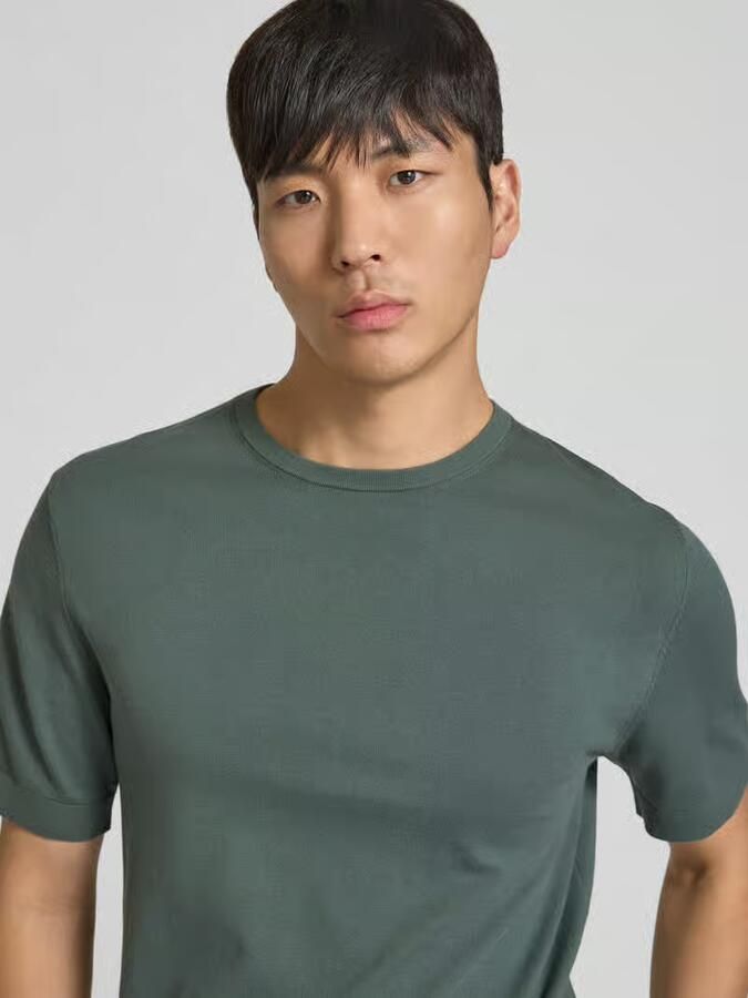 SELECTED MEN Heren Polo's & T-shirts Slhtorino Ss Knit Crew Neck Noos Donkergroen - Foto 7