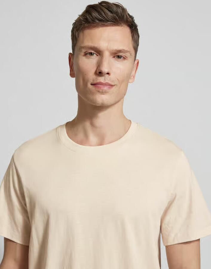 SELECTED MEN Heren Polo's & T-shirts Slhaspen Slub Ss O-neck Tee Noos Beige - Foto 5
