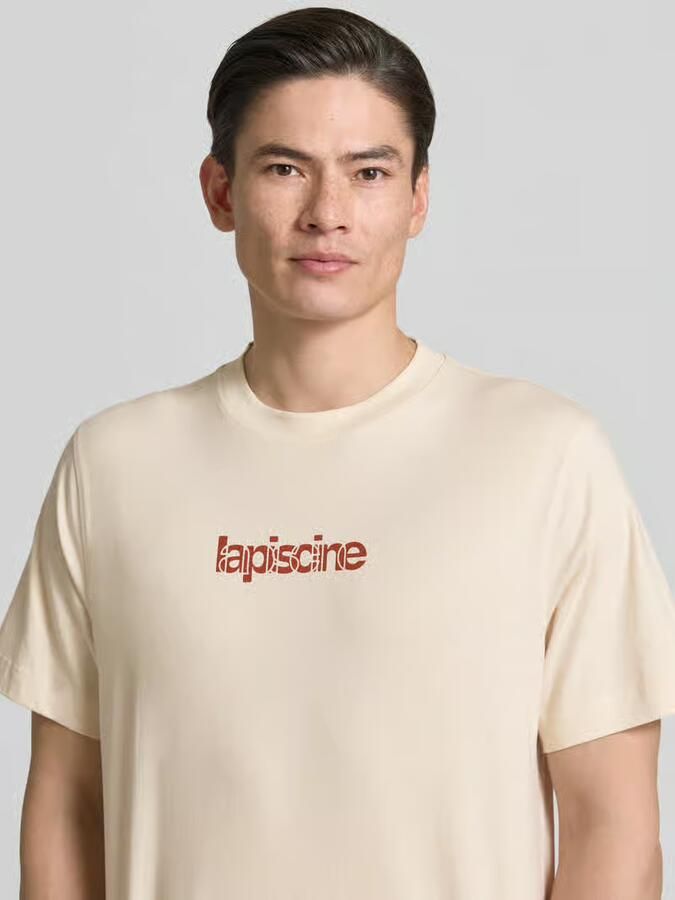 SELECTED MEN Heren Polo's & T-shirts Slhaspen Graphic Ss Tee Beige - Foto 5
