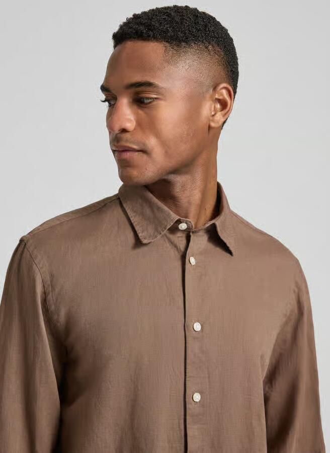 Selected Homme regular fit vrijetijdsoverhemd van mix van katoen en linnen model 'CLAY LINENBLEND'